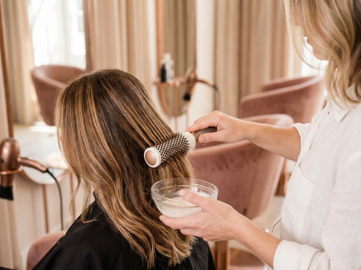 Echipa Mariluss în salon, pregătită pentru o sesiune de coafat